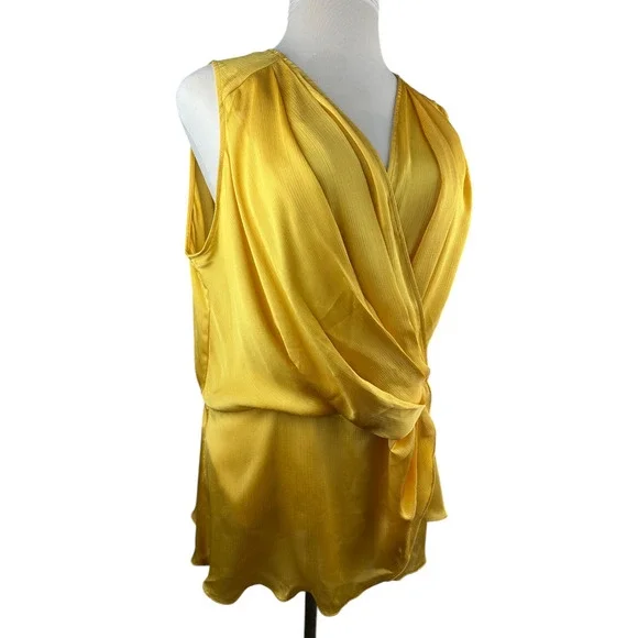 NWT Melissa McCarthy Seven7 Drape Faux Wrap Sleeveless Satin Blouse Plus Size 2X - Picture 4 of 15